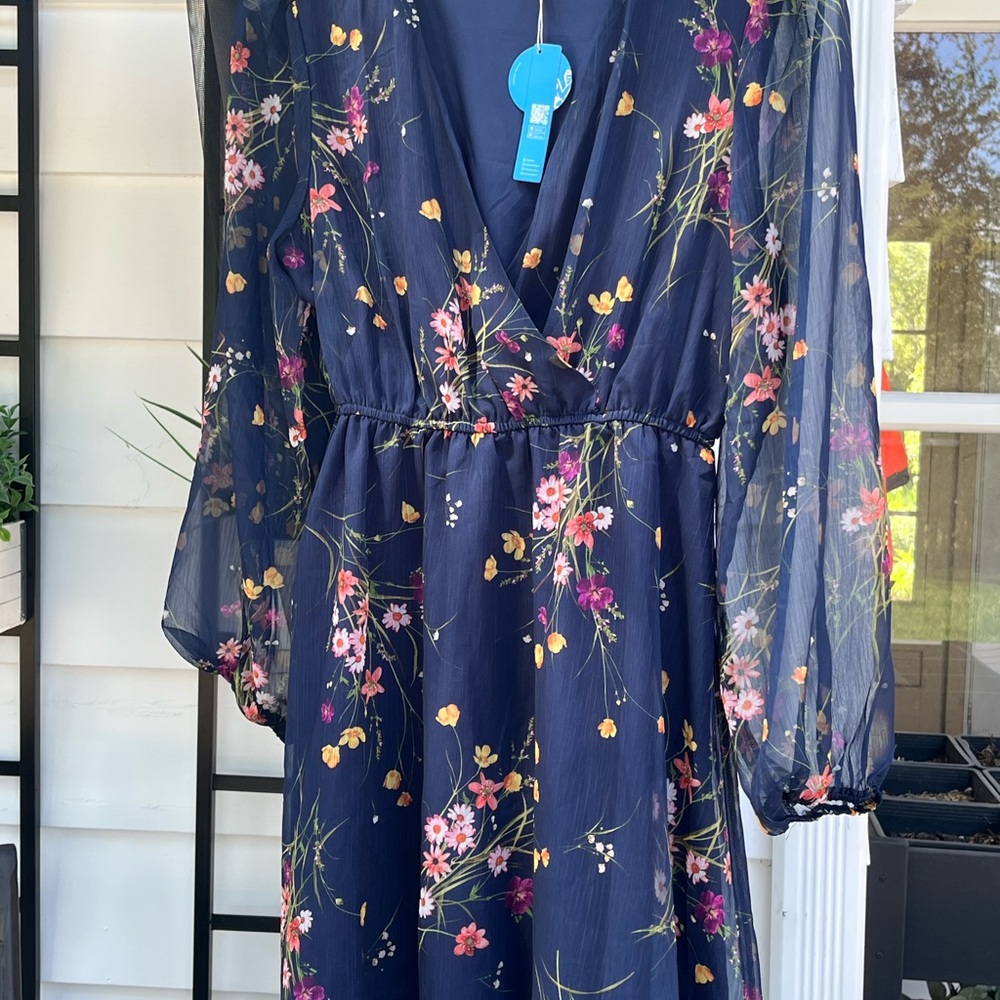 Floral Navy Dress by Cupshe - L